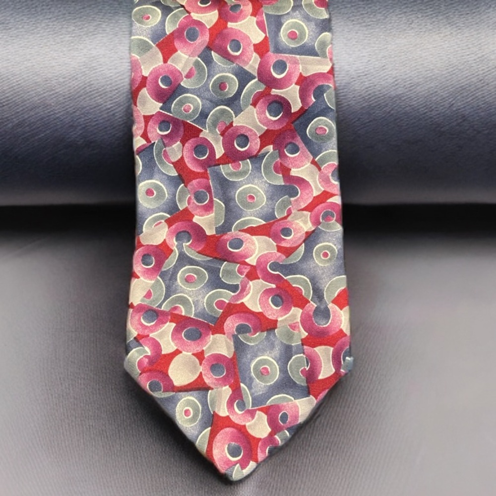 Vintage Dior Pink and Blue Patterned Silk Tie